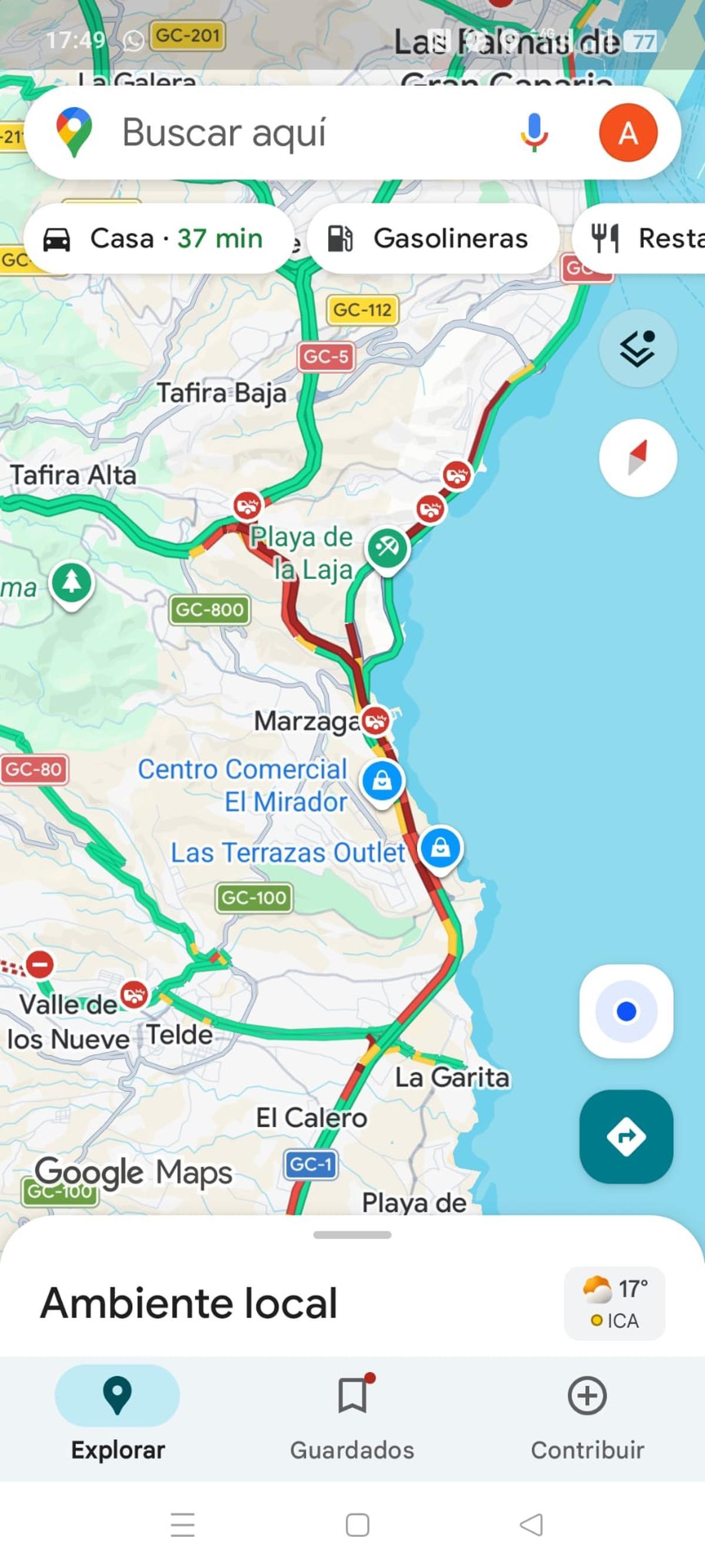 Imagen del foco de la retención viaria