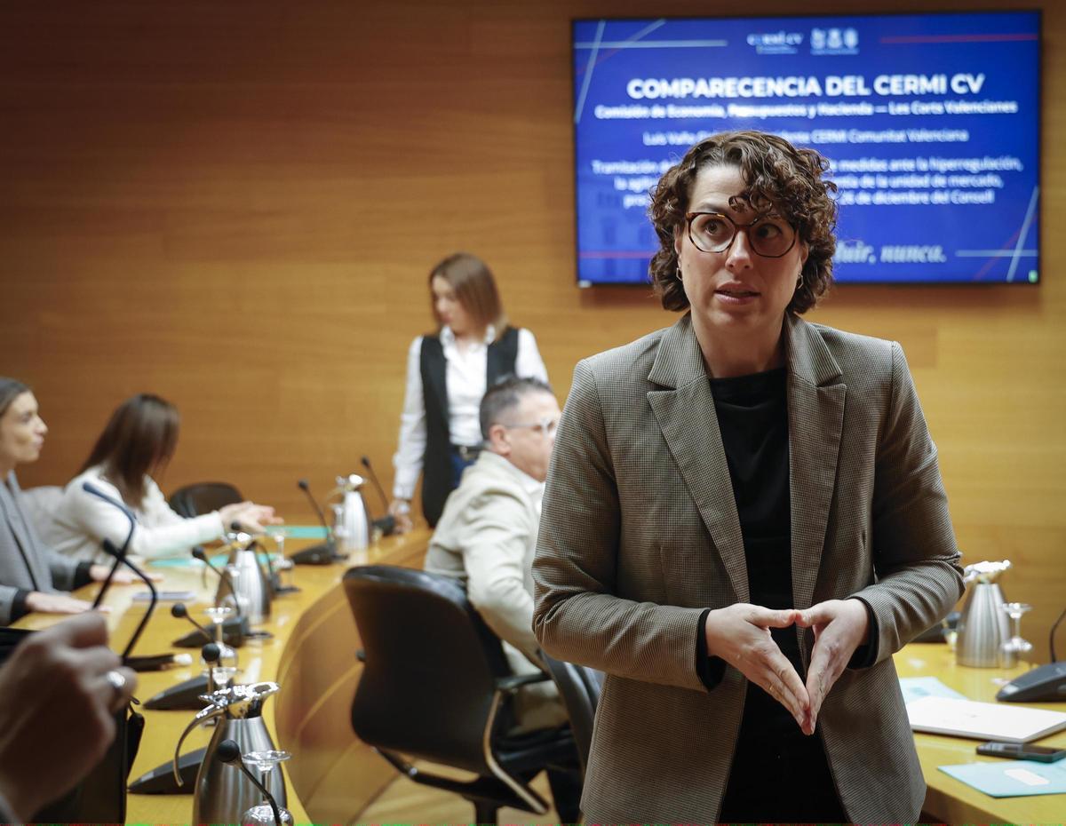 Aitana Mas, diputada de Compromís, en la comisión de Economía de Las Cortes.