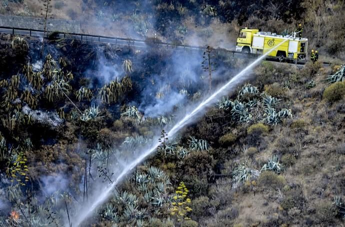 TEJEDA. Incendio en La Cumbre, Efectivos en labores de extinción en la entrada de Tejeda.  | 11/08/2019 | Fotógrafo: José Pérez Curbelo