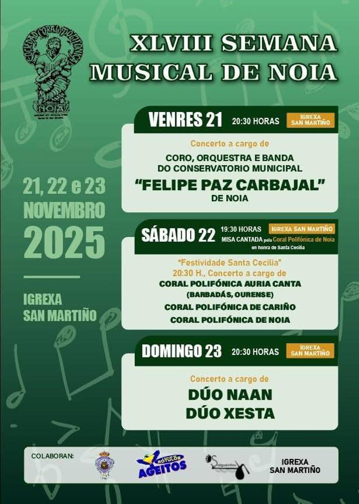 Cartel promocional da Semana da Música de Noia.