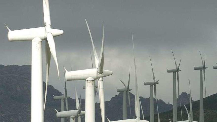 Aerogeneradores en un parque eólico gallego.