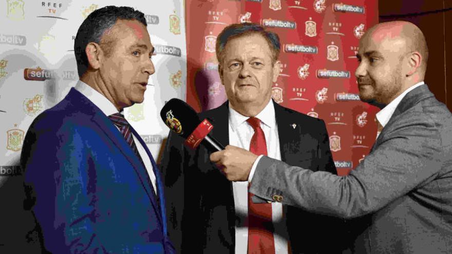 Los presidentes de Elche y Real Murcia tras el sorteo realizado en Madrid