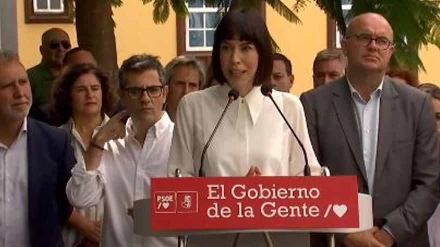 La ministra de Ciencia e Innovación, Diana Morant durante el homenaje a la comunidad científica en La Palma