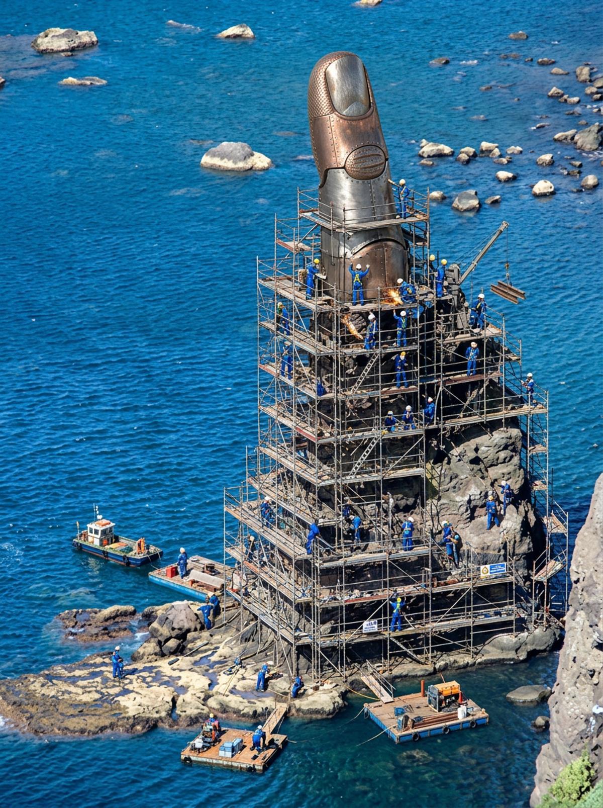 Construcción artificial del Dedo de Dios realizada con IA