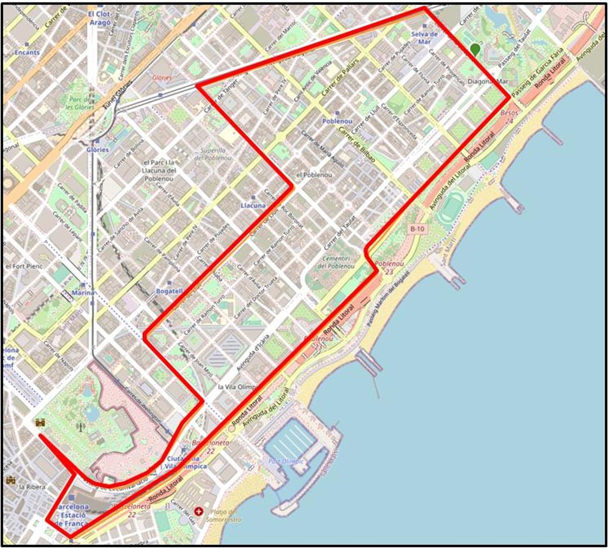 Recorrido de la 'Cursa dels Nassos' en Barcelona.