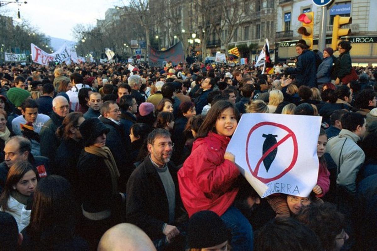 Manifestación contra la guerra en Barcelona.
