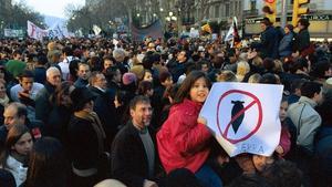 Manifestación contra la guerra en Barcelona.