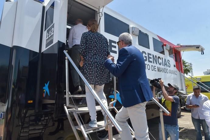 19-08-19 VALLESECO. Luis Planas, Ministro de Agricultura, visita el puesto de mando avanzado, en el estadio de la Laguna de Valleseco  | 19/08/2019 | Fotógrafo: Andrés Cruz
