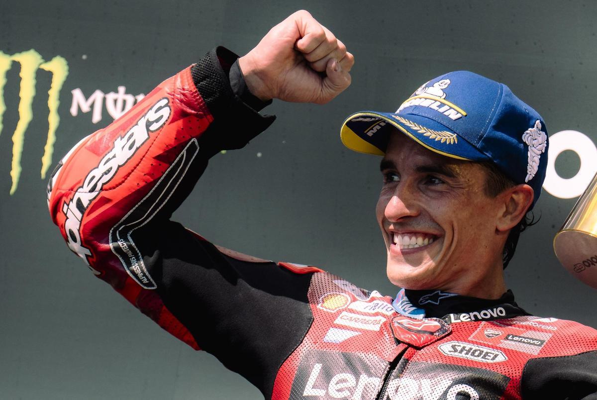 Marc Márquez (Ducati) ha logrado, hoy, en Sachsenring, su tercer triundo del año, casi consecutivos.