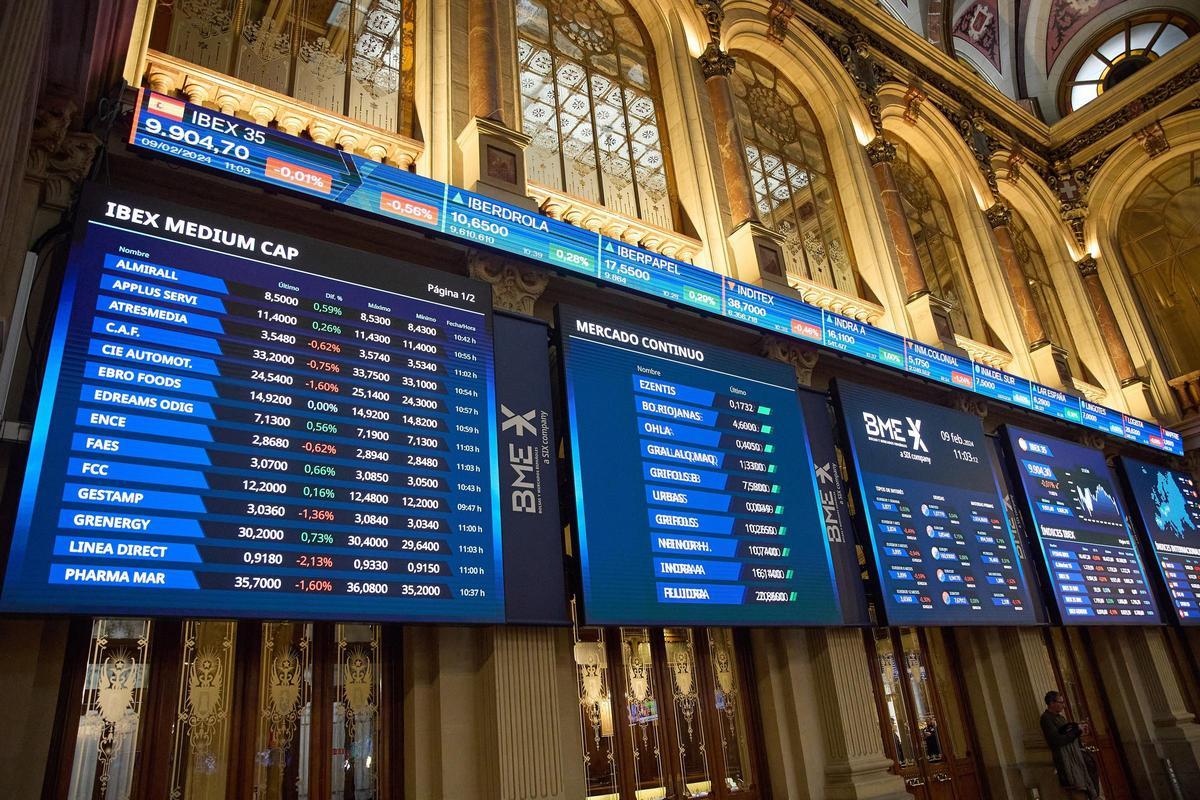 Archivo - Pantallas de Bolsas y Mercados Españoles (BME)