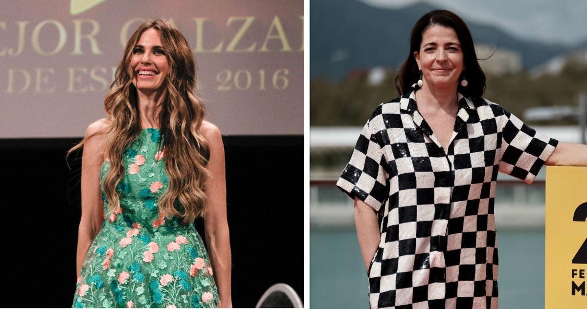 Vanesa Romero y Nora Navas, las dos nominadas que lucen un diseño de Rubén Hernández, en dos imágenes de archivo
