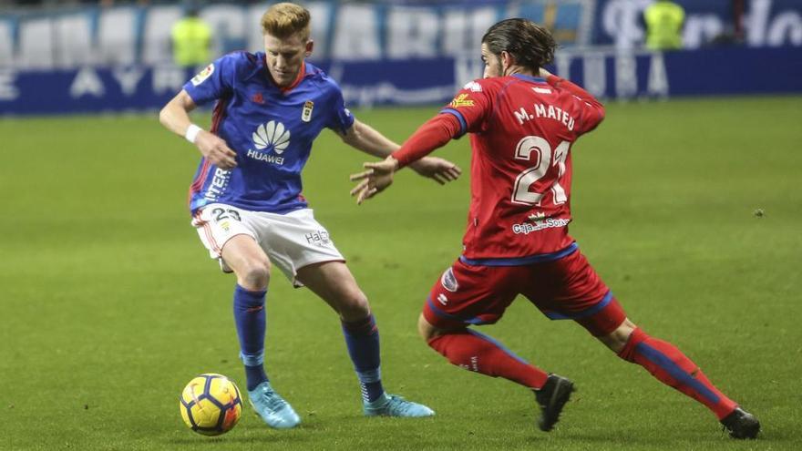 Mossa, durante el partido del pasado sábado en el Carlos Tartiere ante el Numancia.