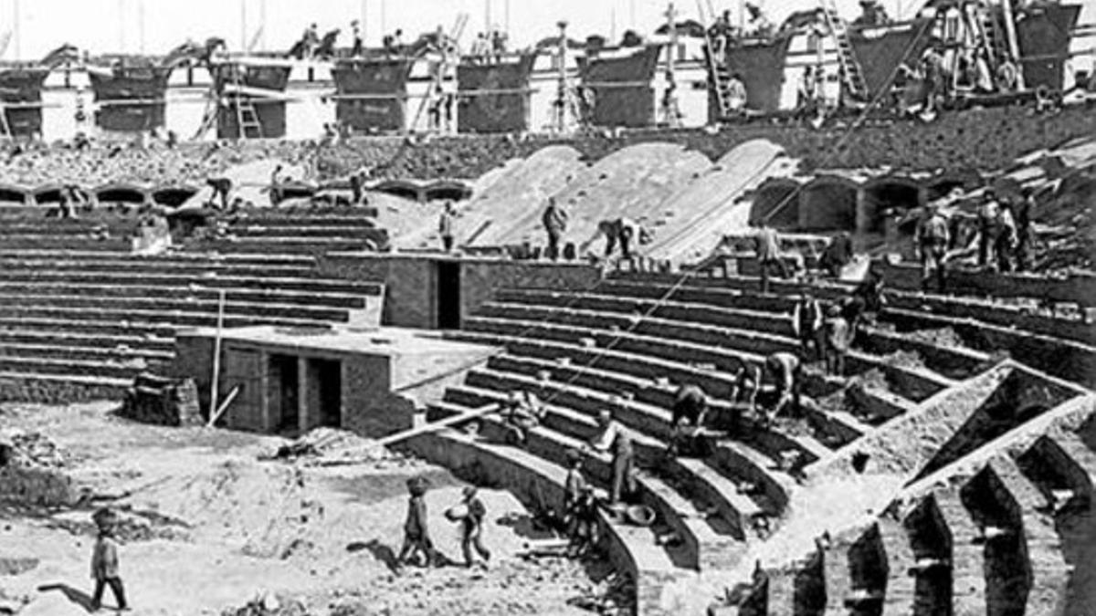 Obras en Las Arenas en el 1900.