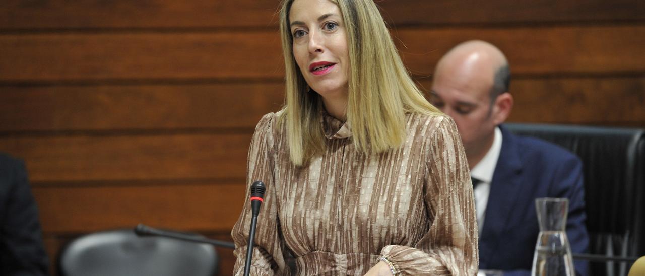 La presidenta de la Junta, María Guardiola, en un pleno de la Asamblea.