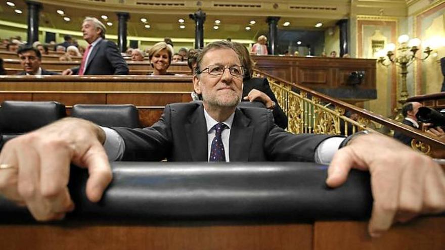 Mariano Rajoy, durant la sessió d&#039;ahir al Congrés dels Diputats