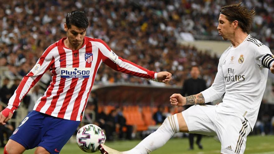 Álvaro Morata y Sergio Ramos, durante un partido entre Atlético y Real Madrid.