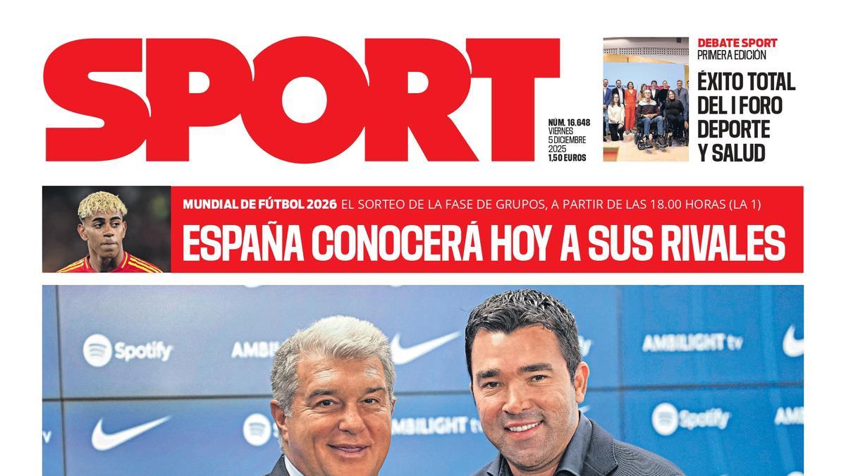 Esta es la portada de SPORT de hoy viernes, 5 de diciembre de 2025
