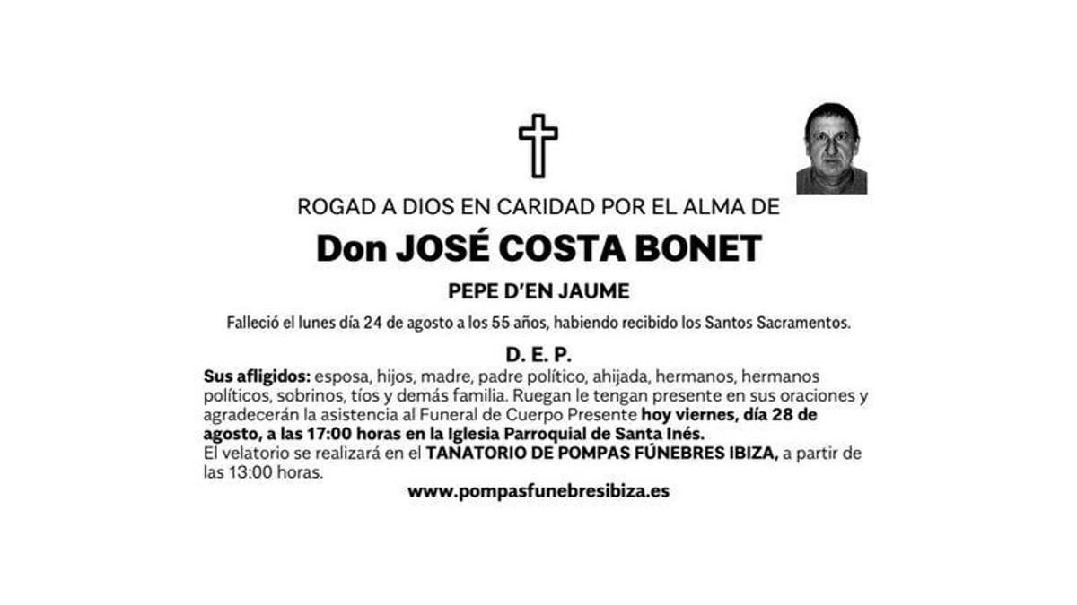Esquela José Costa Boned