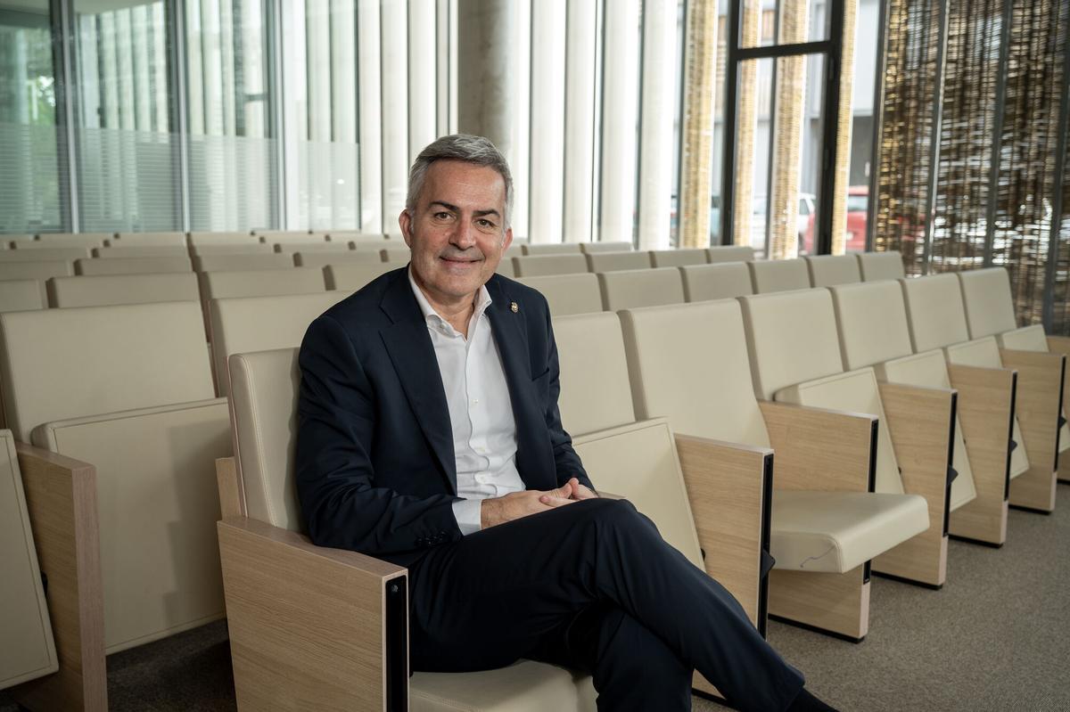Víctor Font, en el salón de actos de Prensa Ibérica.