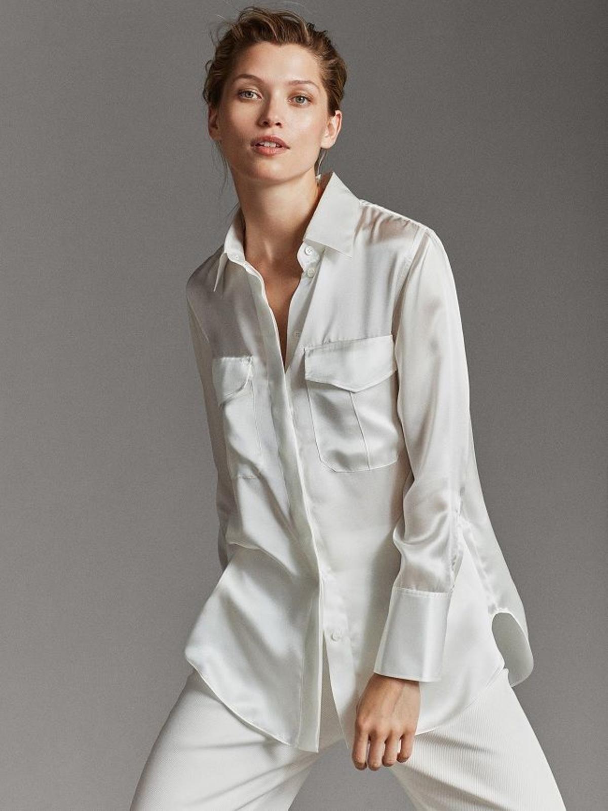 Camisa blanca de seda