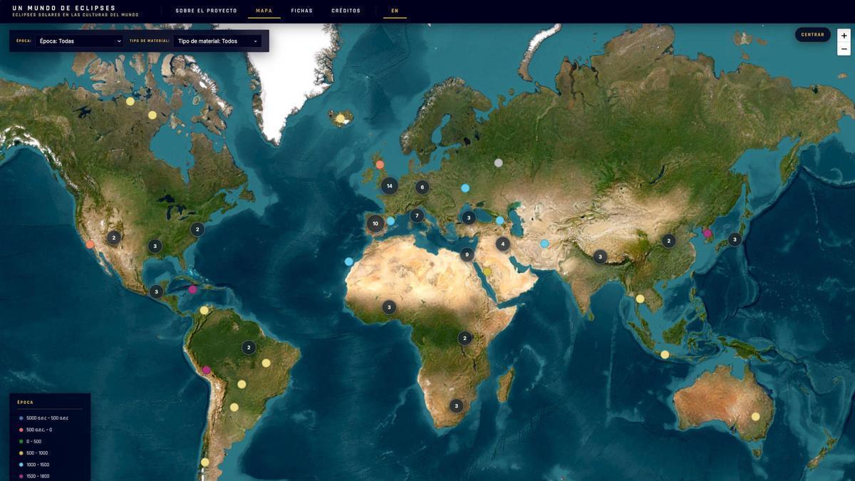 El mapamundi interactivo 'Un mundo de eclipses'