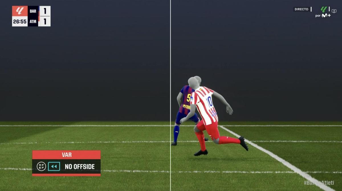 El árbitro asistente levantó la bandera indicando fuera de juego tras el gol de Baena