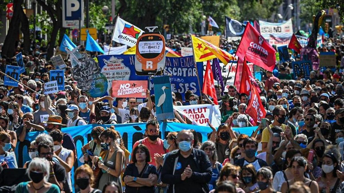 Manifestación contra la ampliación del aeropuerto de Barcelona