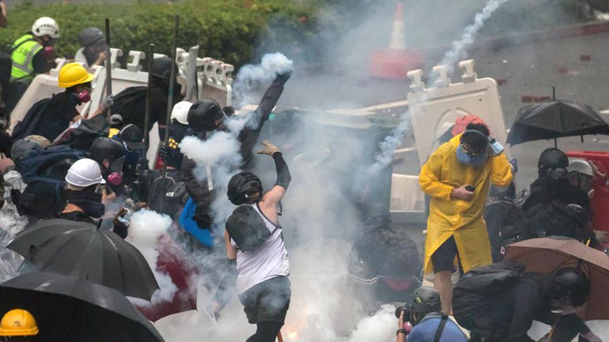 Un momento de las protestas de este sábado en Hong Kong.