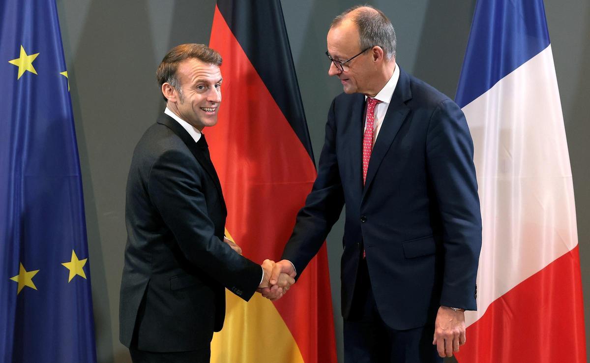 El presidente francés Emmanuel Macron y el canciller alemán Friedrich Merz, durante la Cumbre Europea de Soberanía Digital.