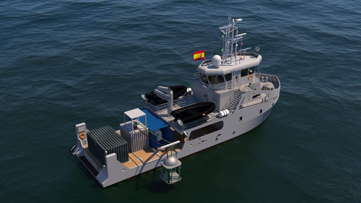 El barco de apoyo a buceadores que construye Freire Shipyard