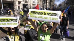 Imagen tomada durante manifestación de la comunidad educativa, el 11 de febrero en Bracelona
