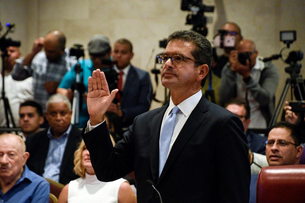 Pedro Pierluisi swears to attend his nomination as Secretary of State during a public hearing of the Commission of Government of the House of Representatives called upon by the President of the House  Johnny Mendez  hours before Ricardo Rossello steps down as Governor of Puerto Rico  in San Juan  Puerto Rico August 2  2019   REUTERS Gabriella N  Baez