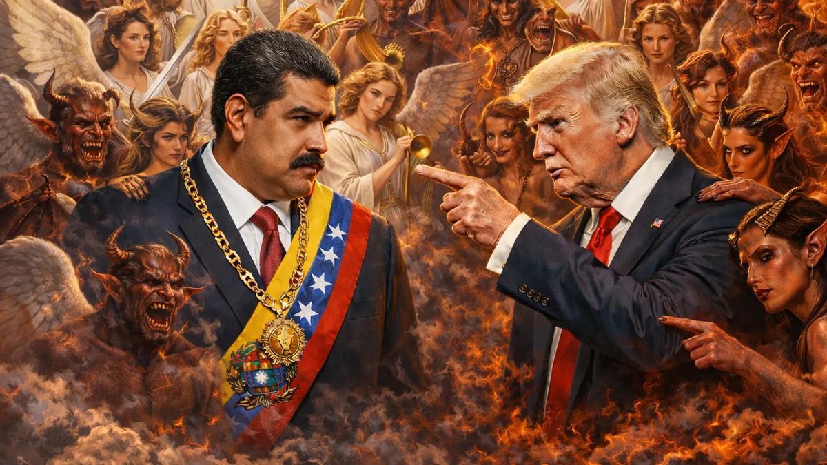 Ilustración de Maduro y Trump