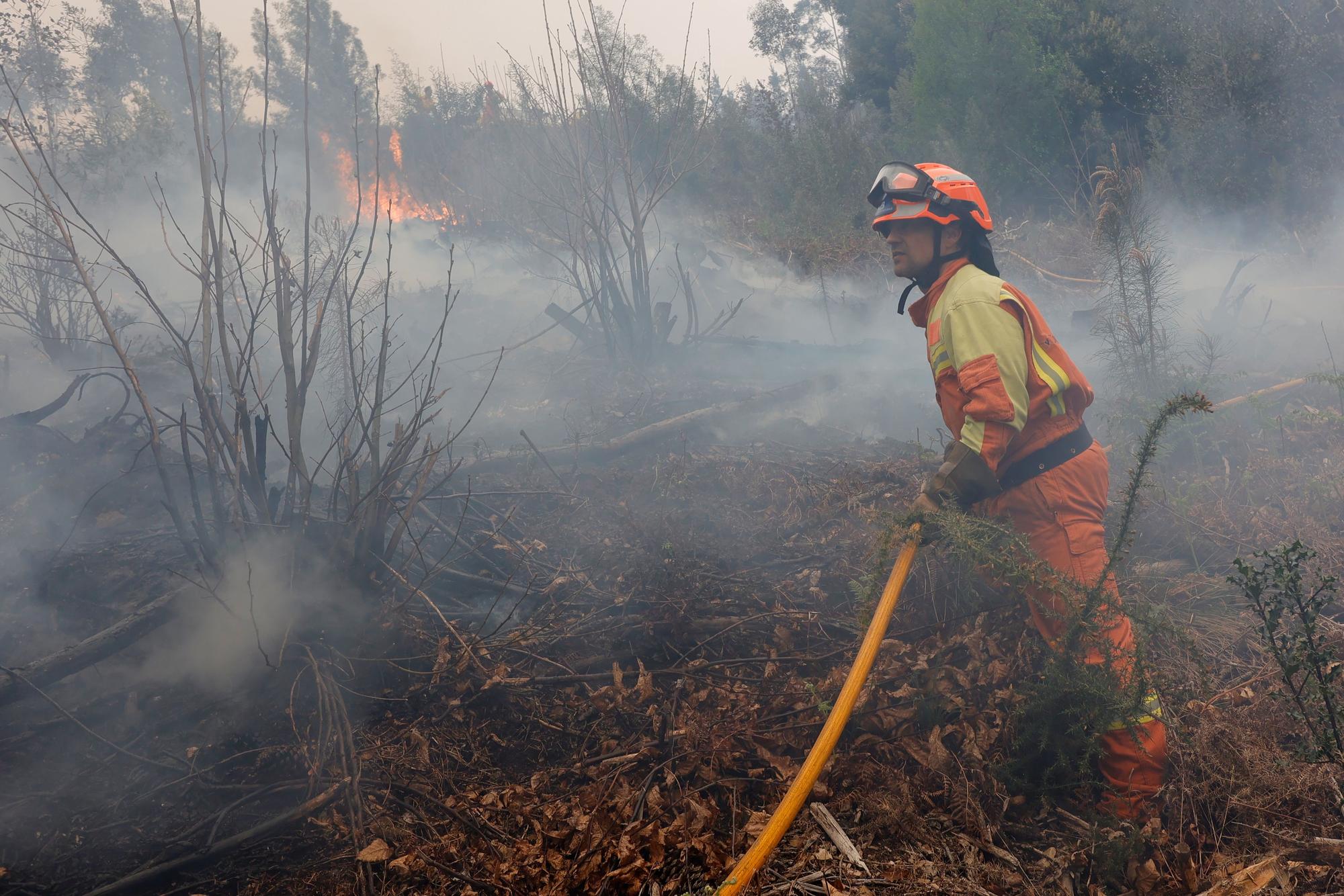 Dura lucha contra los incendios de Tineo y Valdés