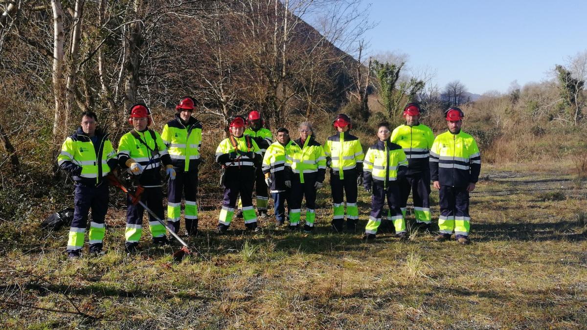 Los alumnos del taller de empleo de mejora de zonas forestales.