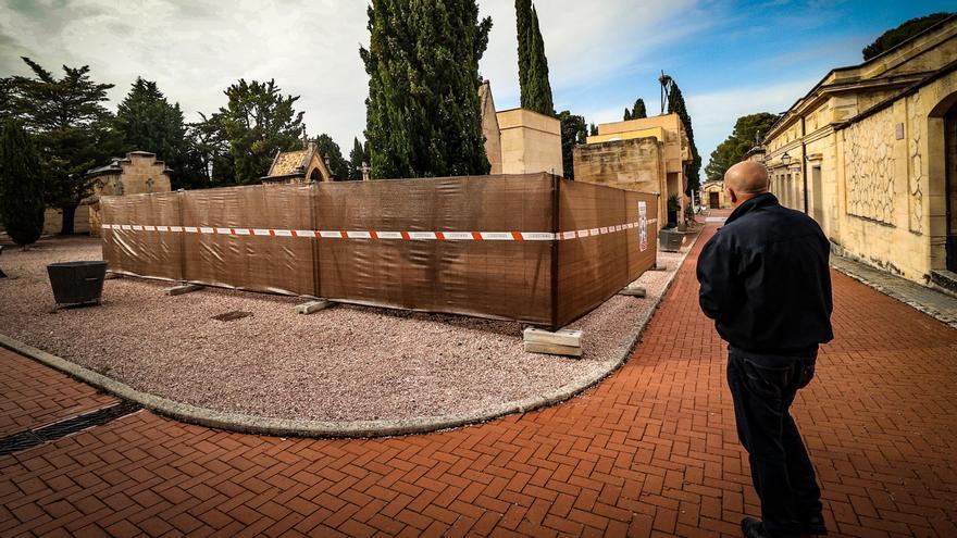 La lluvia retrasa las obras del mausoleo de Camilo Sesto en Alcoy