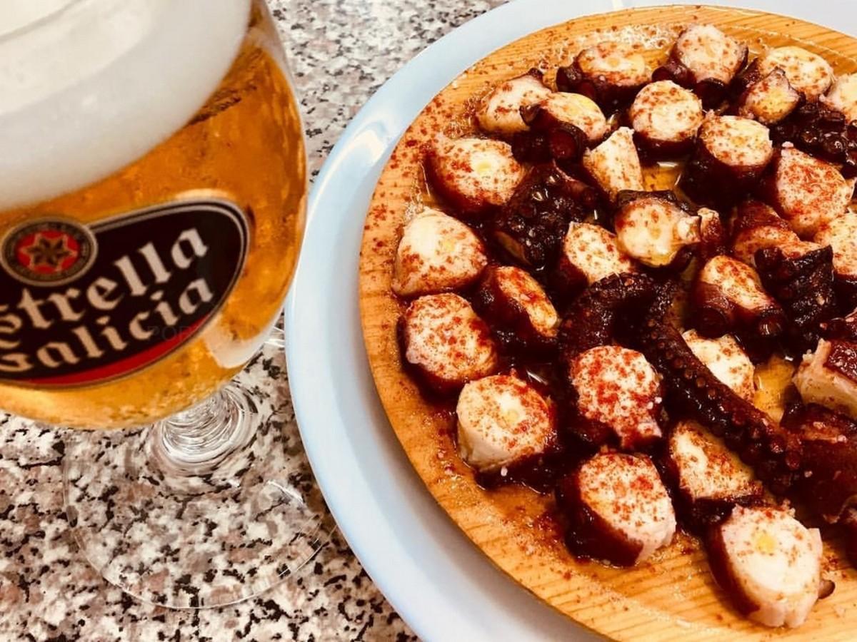 Pulpo y cerveza en O Fiuza