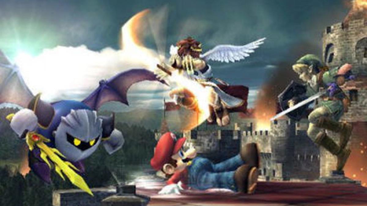 Mario Bros (en el centro, en el suelo), atacado por Zelda, en uno de los exitosos videojuegos para consola de Nintendo.