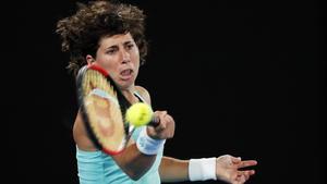 Tennis - Australian Open - Quarterfinals - Rod Laver Arena, Melbourne, Australia, January 23, 2018. Spain’s Carla Suarez Navarro in action during her match against Denmark’s Caroline Wozniacki. REUTERS/Issei Kato