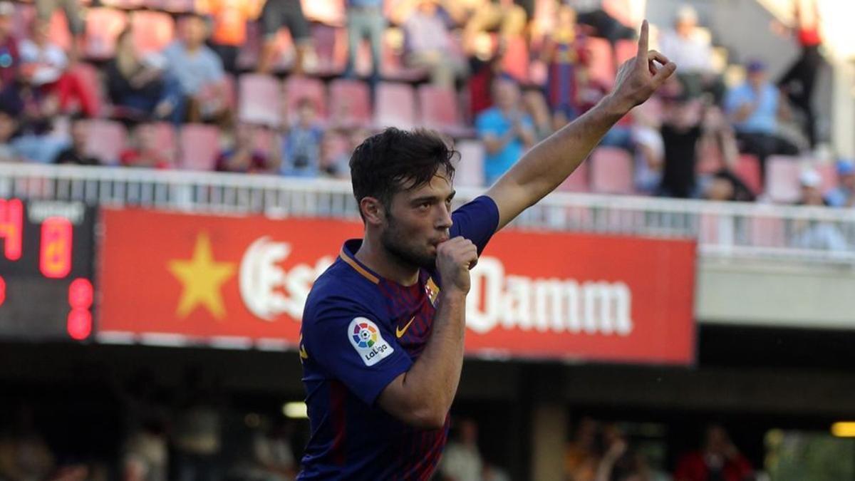 José Arnáiz, celebrando su golazo ante el Oviedo