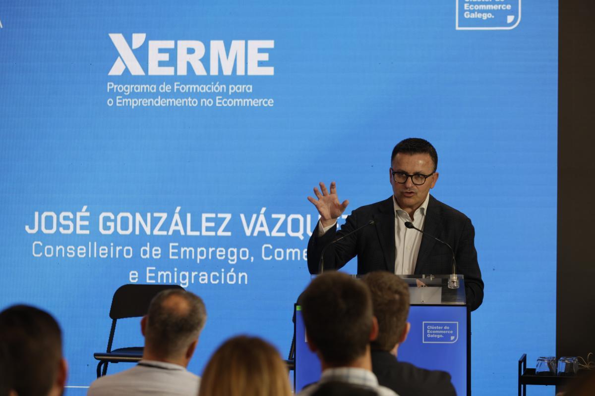 El conselleiro de Emprego, José González, durante la presentación de una de las ediciones de Xerme ecommerce