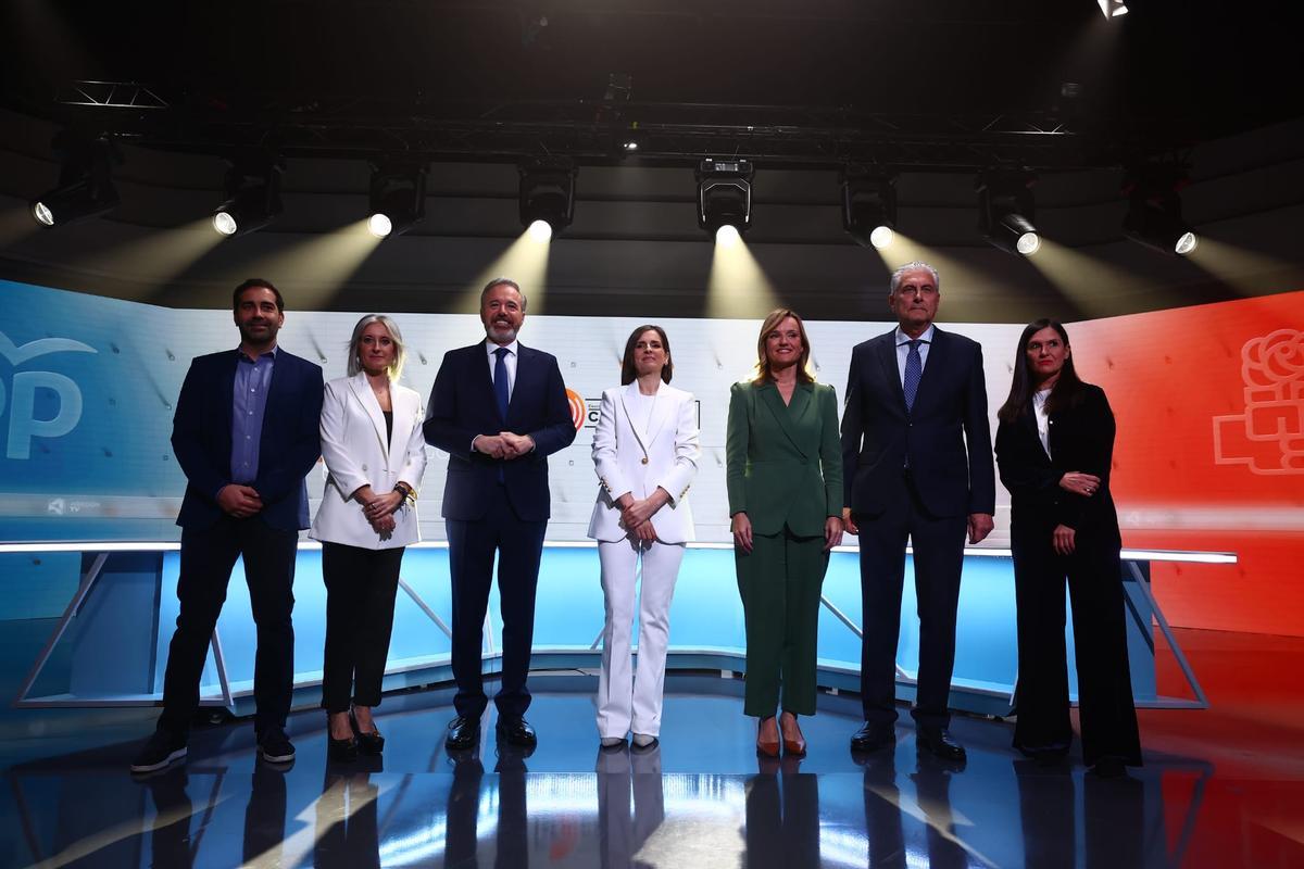 EN IMÁGENES | Así ha sido el cara a cara entre Pilar Alegría y Jorge Azcón por el 8F en Aragón TV