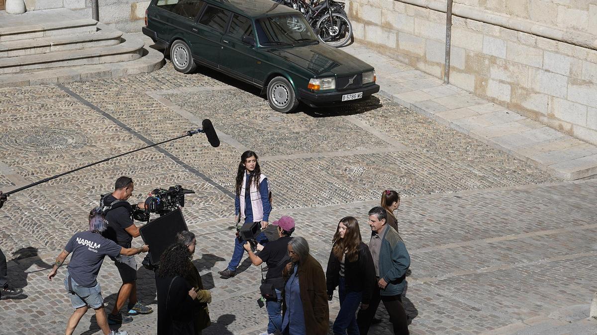 El rodatge de la sèrie, als peus de la catedral de Girona, el setembre del 2022.