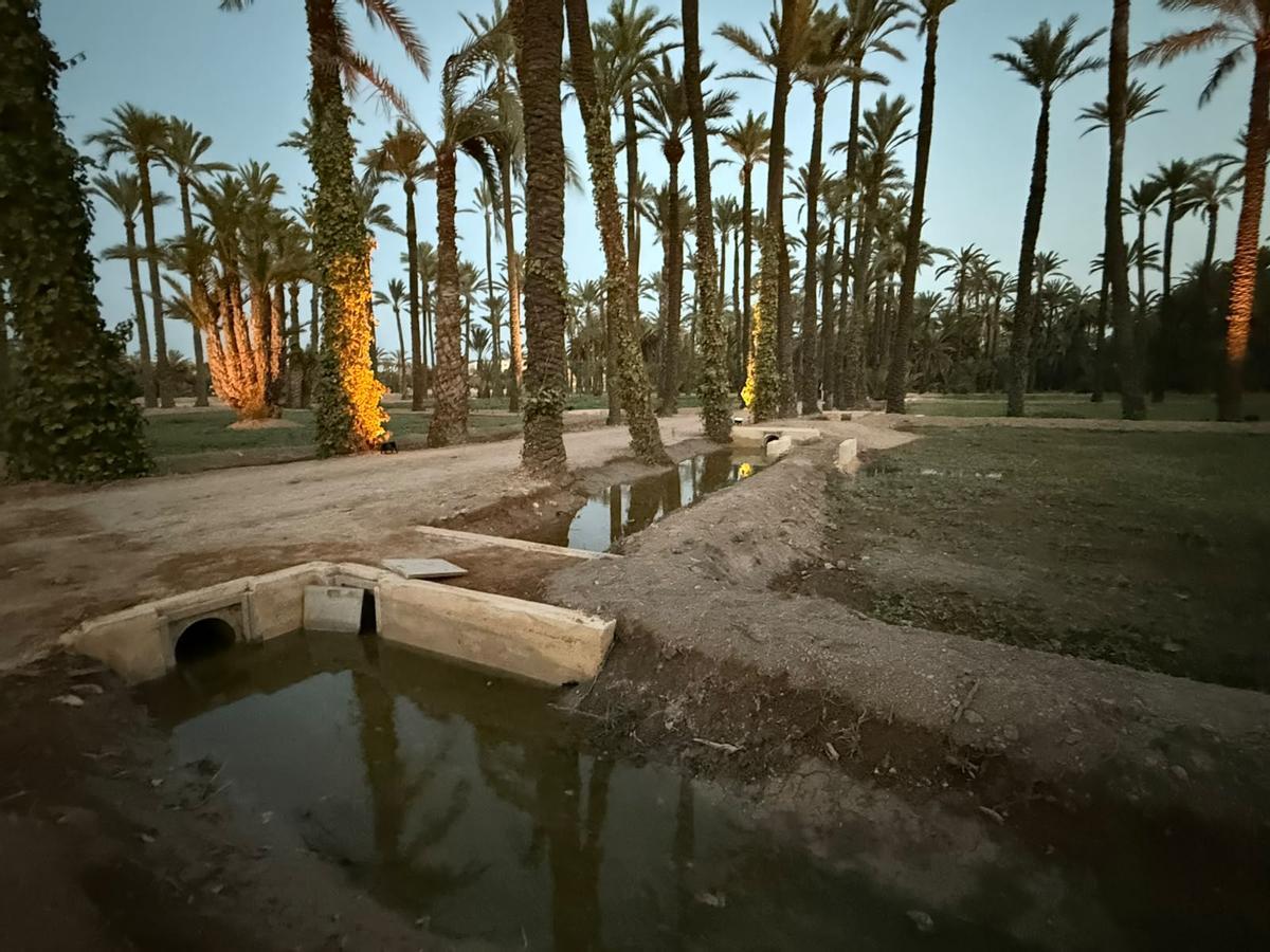 La fiesta de inauguración del Hort del Gat celebrada este miércoles por la tarde, con el agua circulando por el huerto.
