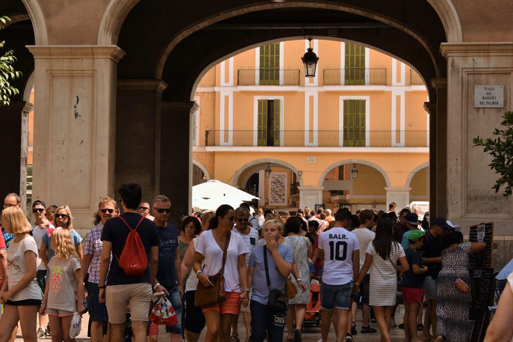 Wie oft bei bewölktem Himmel in der Hauptsaison, strömten auch am Dienstag (25.7.) zahlreiche Urlauber in die Balearen-Hauptstadt zum Sightseeing.