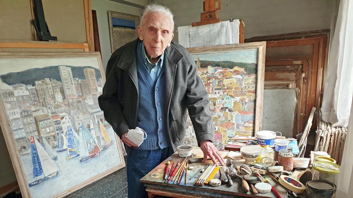 Luis Torras, el pintor en activo más longevo de España, es ahora el anciano con más edad de Galicia y el 20 del país: tiene 109 años.