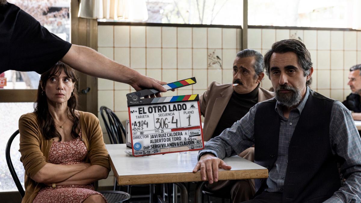 María Botto, Berto y Buenafuente, en el rodaje de 'El otro lado'.