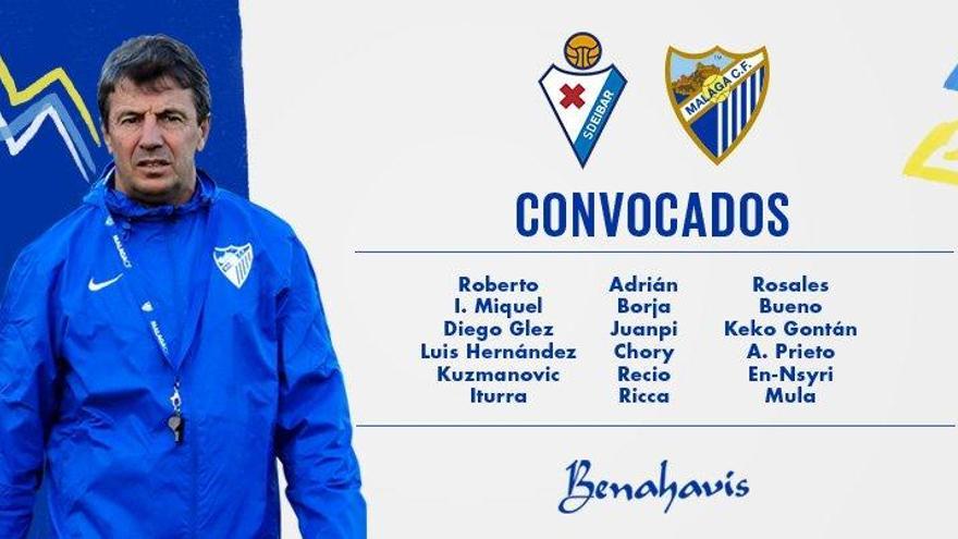 La primera lista de José González con el Málaga CF