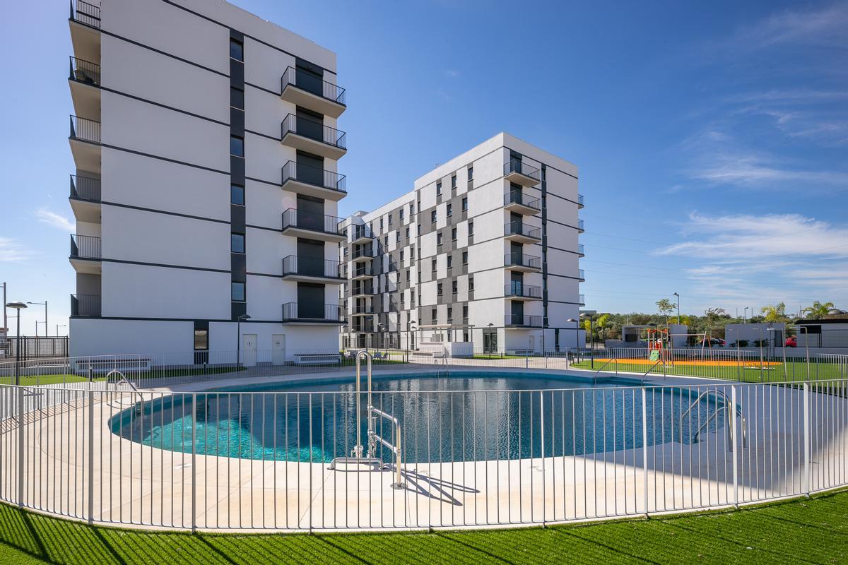 Recreación de la promoción de Vía Célere en los terrenos de la antigua fábrica de Cruzcampo.