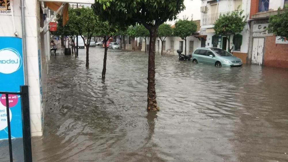 La lluvia anega calles en Marbella y San Pedro